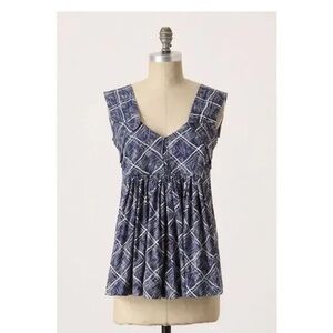 Navy Plaid Sleeveless Blouse